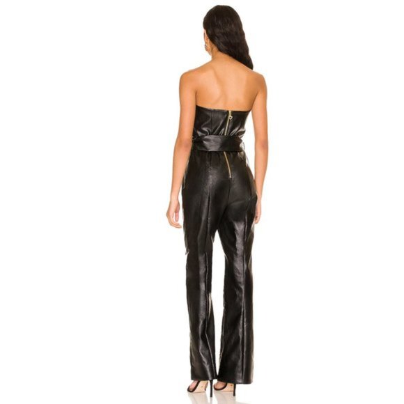 Majorelle Chloe Vegan Leather Strapless Jumpsuit in Black NWOT Size Small - Picture 3 of 4